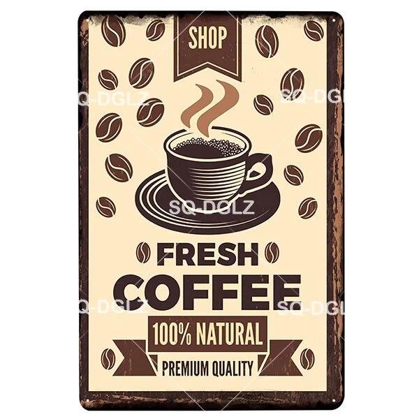 Coffe Metal Sign Plaque Metal Vintage Pub Bar Decor Tin Sign Coffee Shop Plate Poster Home Decor Art Painting Wall Sticker