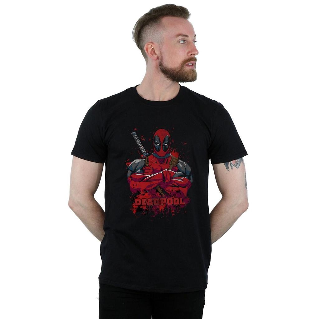Marvel Mens Deadpool Pose Splat T-Shirt