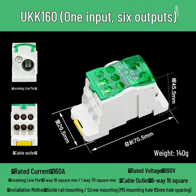 DIN-рейка Многополюсный клеммный блок UKK80A-500A Нулевые блоки