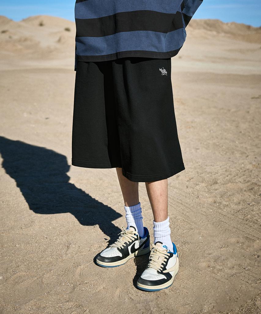 Peullukeu Slam Logo One-Pleat Carpenter Bermuda Sweatpants Black Fsp357