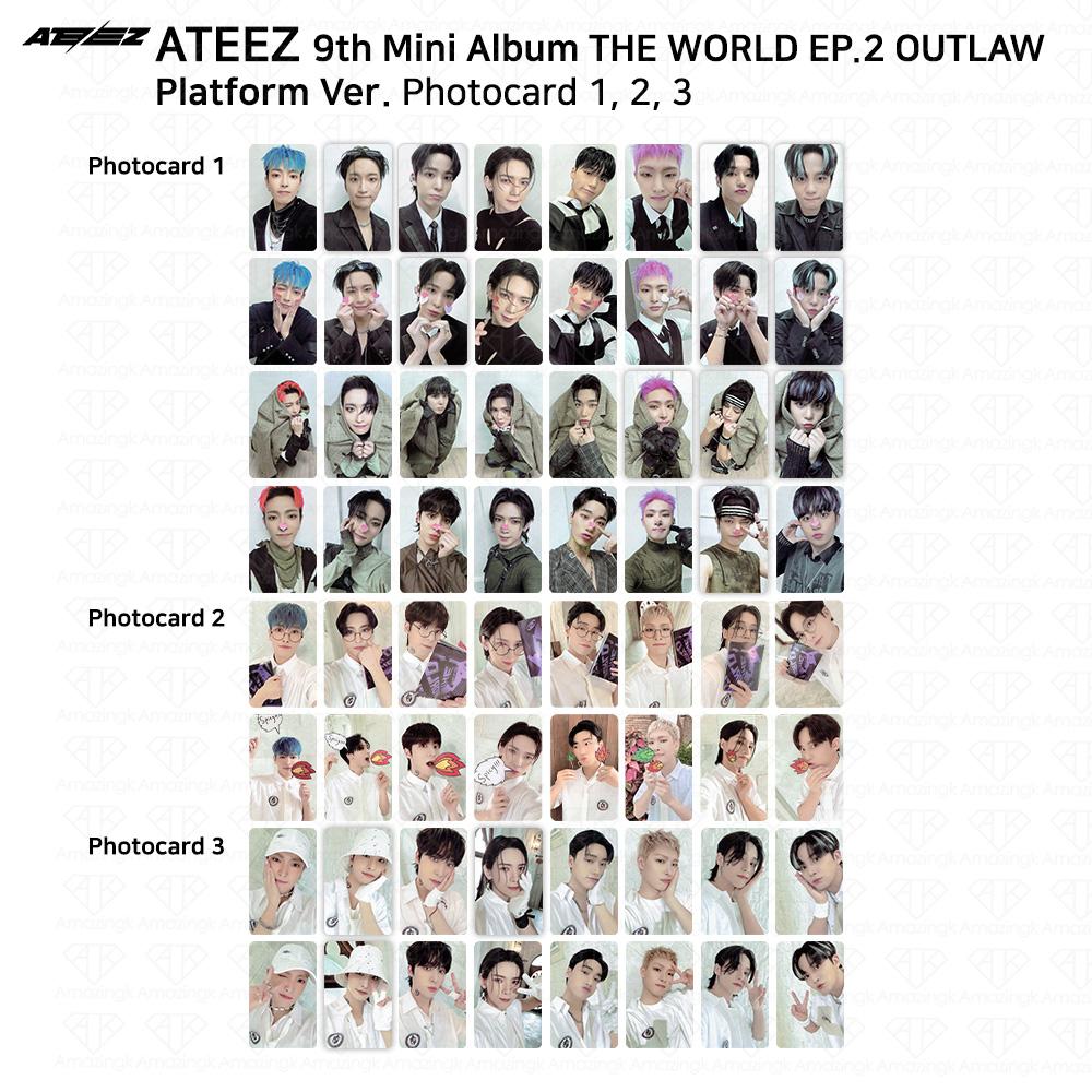ATEEZ Девятый мини-альбом THE WORLD EP.2 OUTLAW Platform Ver Официальная фотокарточка 1 2 3