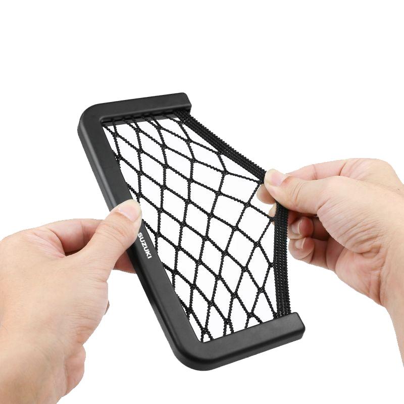 1Pcs Car Net Bag Phone Holder Storage Net Box Pocket Organizer For Suzuki DZire IGNIS Grand Swift Jimny Vitara Baleno SX4 GW250 Splash Swace