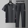 Silky Stretch Ice Silk Short-sleeved T-shirt Two-piece Men's Summer Thin Quick-drying Sportswear Suit