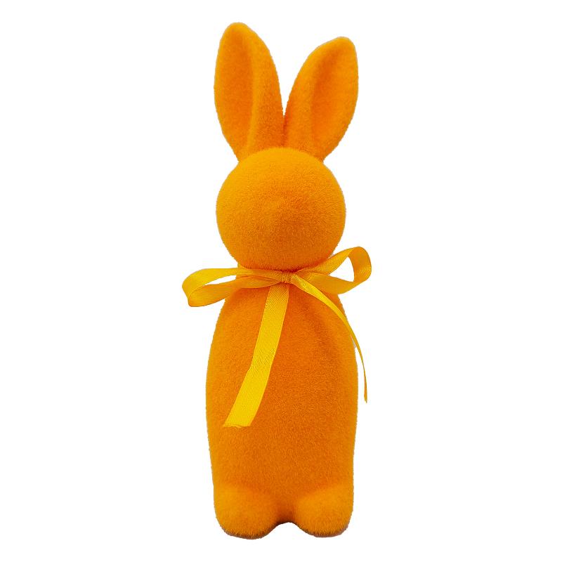 Flocked Easter Bunny Decor Cute Easter Standing Rabbit Statue With Bow Tie Spring Tabletop Centerpiece Nursery Home Decor