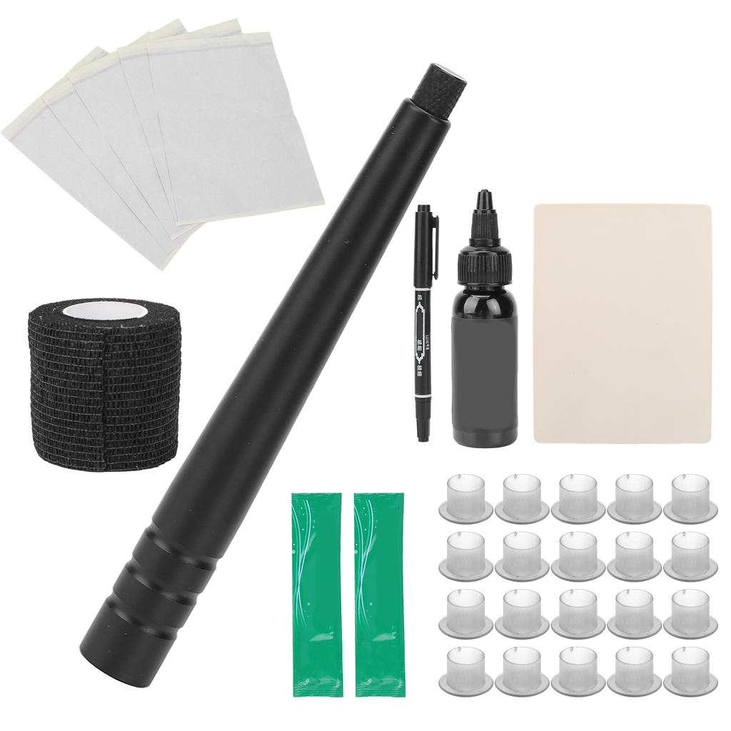 Professional Tattoo Stick Pen Set Aluminium Alloy Beginner Practicing DIY Tattoo Kit Black