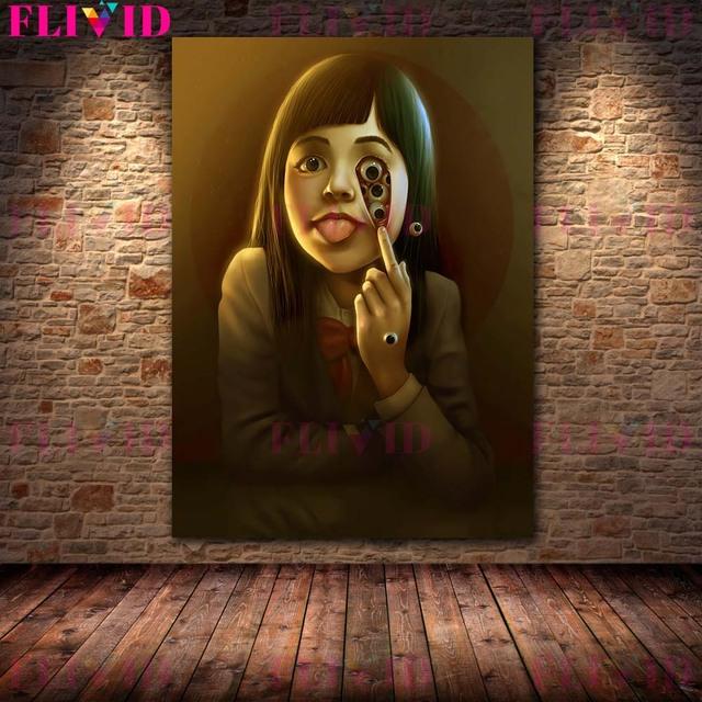 Ужасная готическая девушка, винтажная настенная живопись маслом, коробка Пандоры, художественный постер и печатное украшение для дома «Маленькая ведьма»