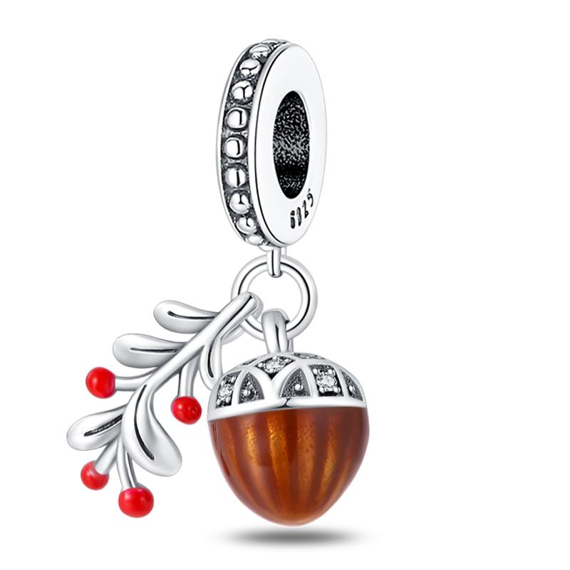 Медь Золотая Осенняя Серия Шармы Бусины Пугало Тыква Кленовый Лист Шармы Для Женщин Изысканные DIY Украшения