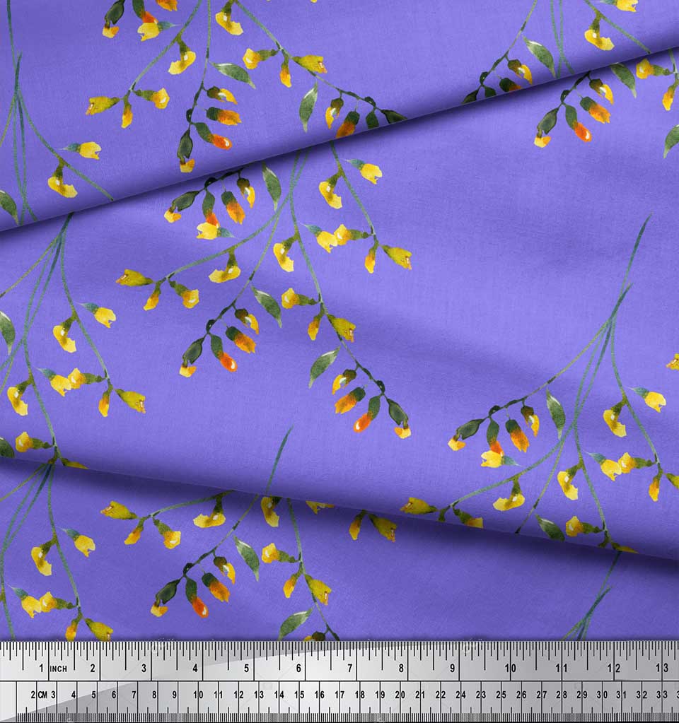 Soimoi Черная японская креп-сатиновая ткань с акварельным принтом и листьями, ткань для рукоделия шириной 42 дюйма по метрам