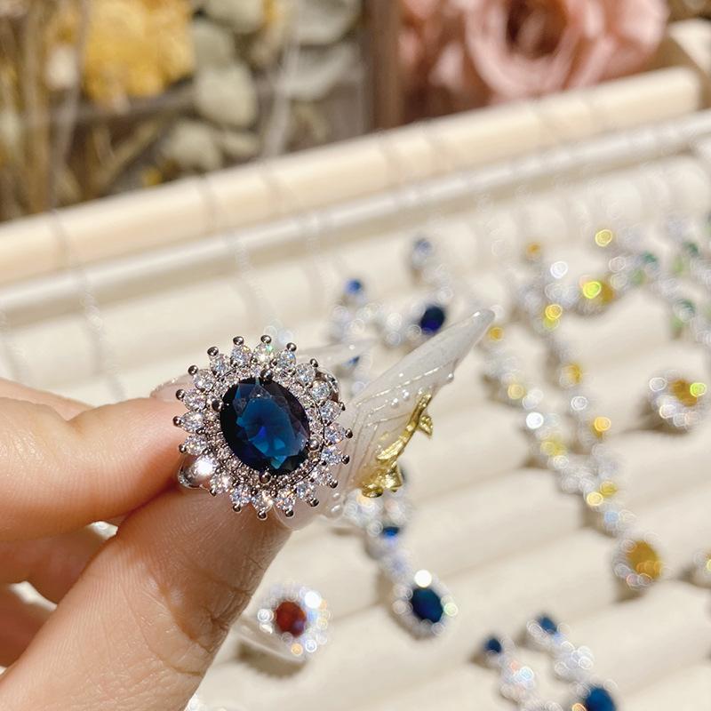 Камелия Французский Яркий Имитация Рубина Свадебный Набор, 18К Полное Бриллиантовое Покрытие Элегантные и Благородные Серьги Открытое Кольцо