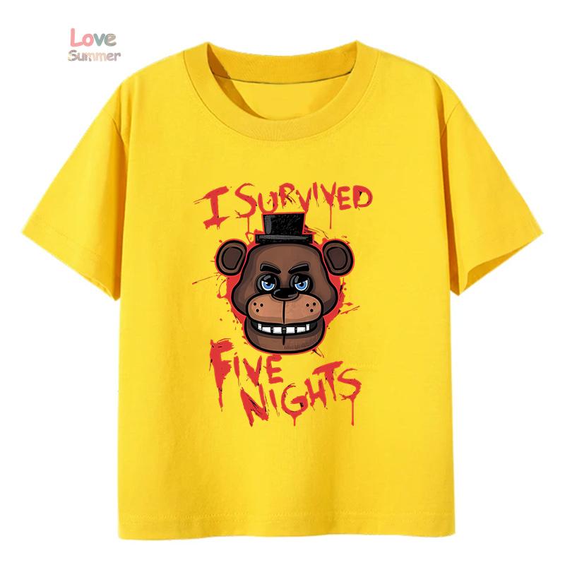 Детская футболка унисекс FNAF At Freddys для мальчиков и девочек Повседневная с круглым вырезом с коротким рукавом Эластичный крой Идеально подходит для весны 2026 года Повседневная носка