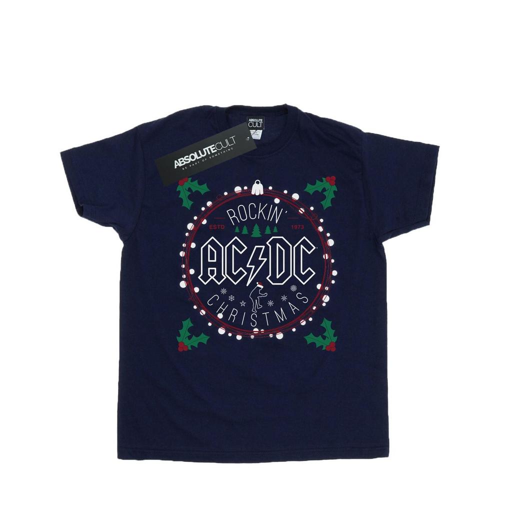 AC/DC Womens/Ladies Christmas Circle Cotton Boyfriend T-Shirt