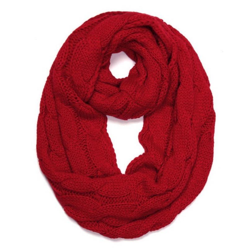 Новый женский однотонный шерстяной шарф-снуд с косами, зимний утеплитель для шеи, воротник-хомут, круглые шарфы