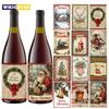 12pcs Retro Merry Christmas Wine Bottle Label Wraps Stickers Xmas Party Decoration New Year Navidad Gift DIY Sealing Stickers