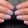 24Pcs Simple Square False Nails Short French Fake Nails Press on Colorful Flowers Design Full Cover Nail Tips Manicure Tools