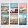 Nordic Vintage Travel Cities Poster Lisbon Paris San Francisco Sydney Landscape Art Canvas Painting Wall Pictures Home Decor