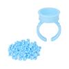 100pcs Eyelash Extension Glue Finger Rings Disposable Open Type Tattoo Ink Holder Cups Blue