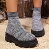 Fashion Knitting Platform Boots for Women Autumn Winter High Top Casual Socks Shoes Woman Thick Sole Non Slip Ankle Botas Mujer