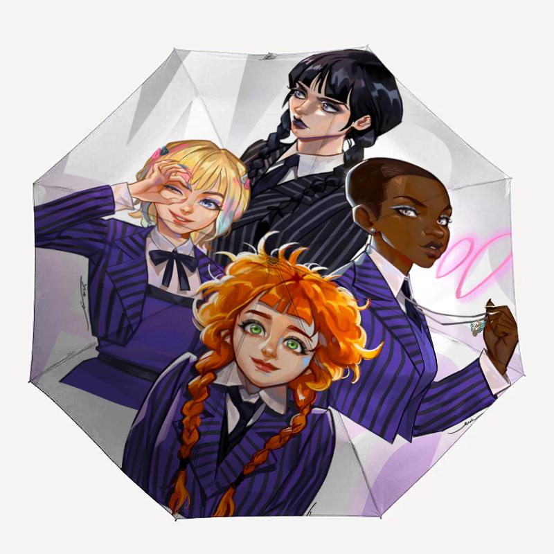 1pc Addams Family Wednesday4 Umbrella, Sun Protection, And UV Shielding. It Has Eight Sturdy Ribs for Outdoor Use And Perfect Gift