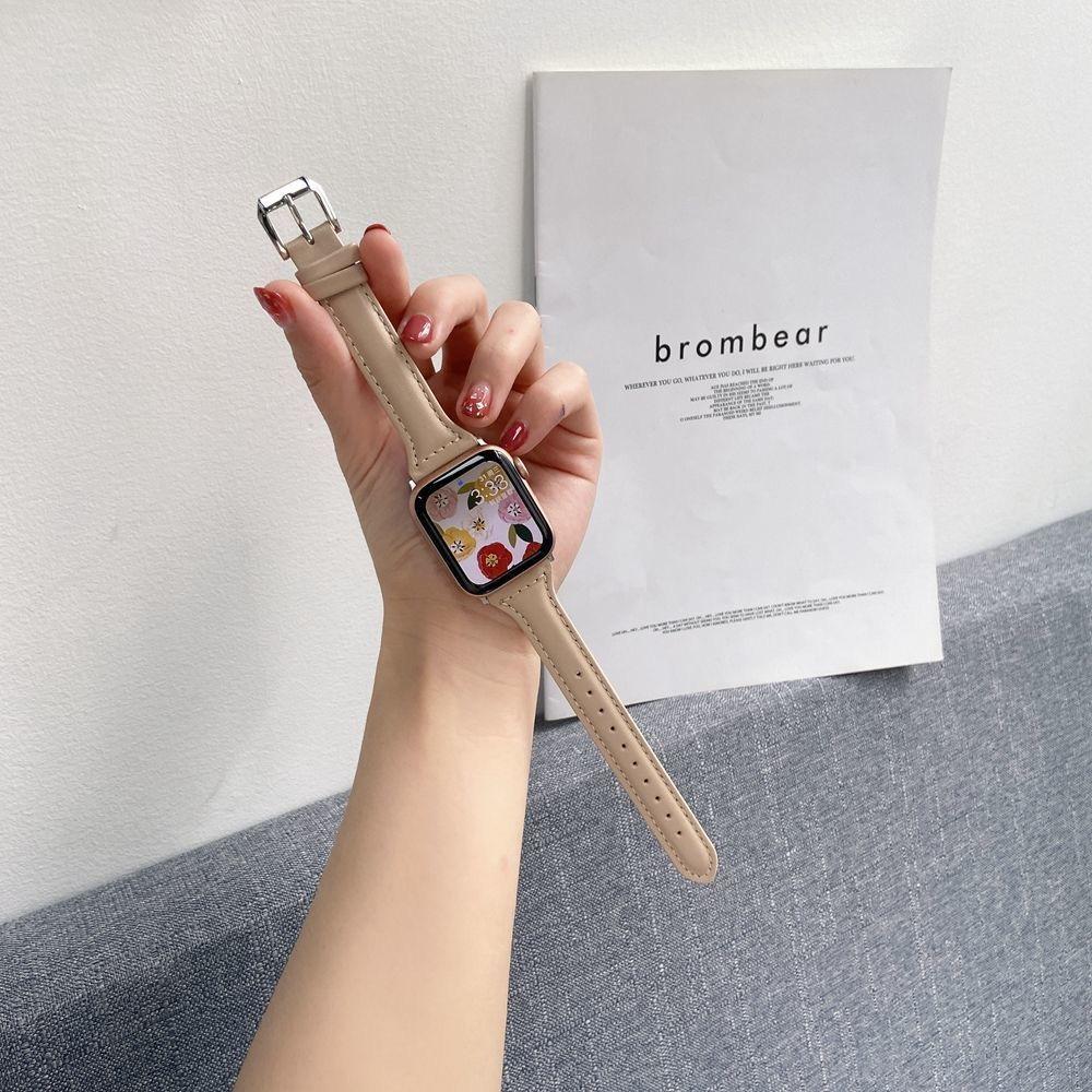 Тонкий кожаный ремешок для Apple Watch 9, ремешок 38 мм, 40 мм, 41 мм для IWatch 8, 7, 6, 5, 4, 3 SE, сменный ремешок на запястье, 42 мм, 44 мм, 45 м, ультра 49 мм