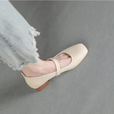 Ретро Мэри Джейн из мягкой кожи женские 2025 весна новинка темперамент нежный ветер французский маленький ароматный ветер плоские удобные туфли-лодочки