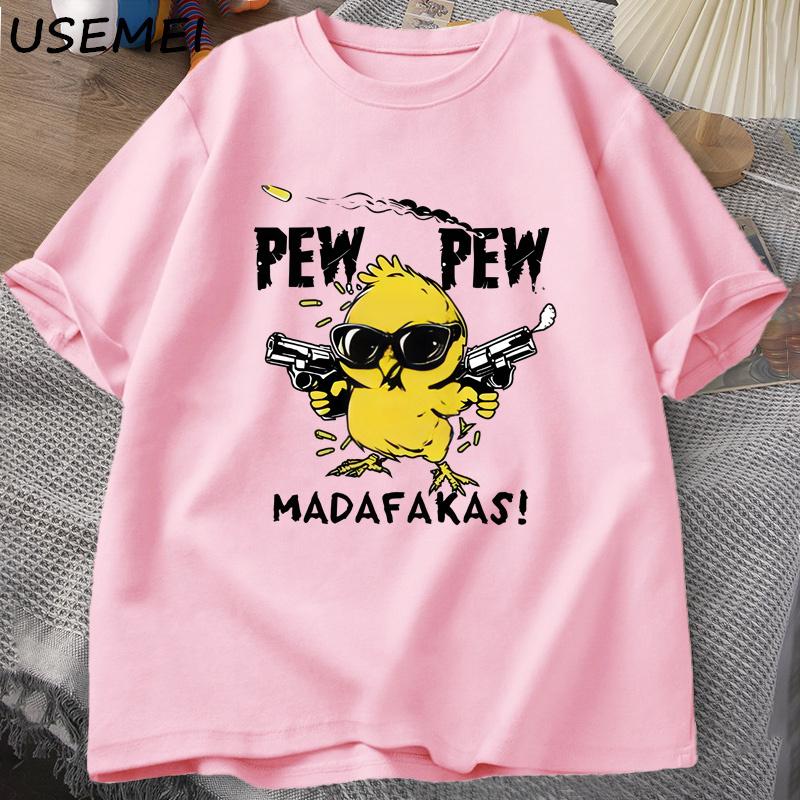 Pew Pew Madafakas Funny Graphic T Shirts Crazy Cat Printed T-shirt Casual Short Sleeve Adult Humor Tee Shirt