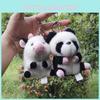 Charming Plush Animal Keychain With Adorable Cow And Panda Design Perfect Gift