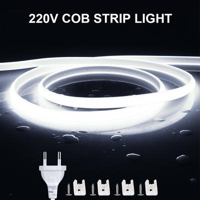 Высокая яркость EU 220 В COB светодиодные ленты CRI RA90 водонепроницаемая уличная садовая лампа FOB лента лента для комнаты шкаф подсветка Декор