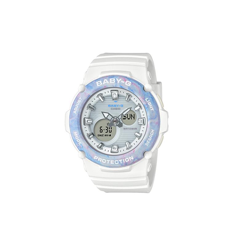 Casio BABY-G Series Summer Beach Fashion Trend Vitality Hands Three Eyes Double Display Sports Waterproof Quartz Movement Resin Strap BGA-270M-7APRD