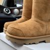 Зимние новые высокие трубы толстая подошва большая голова сноубутсы женские замшевые бархатные термоботинки средней высоты