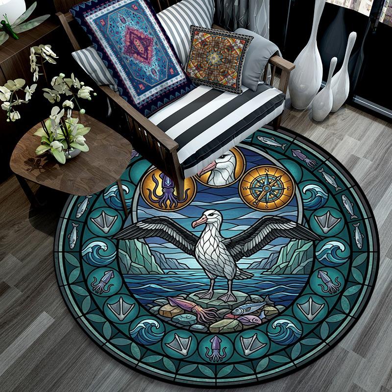 Penguin Arctic Wildlife Scene Round Area Rug Under Office Chairs Bedroom Living Room Home Decor