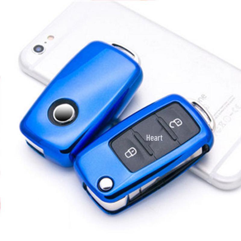 Volkswagen Folding TPU Key Case with Electroplated Soft Rubber Protective Shell for Lavida and Lamando Models