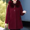 Middle Age Women Winter Coats Thick Warm Wool & Mixed Jackets Elegant Loose Faux Fur Collar Outerwears