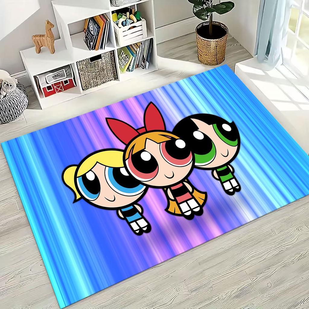 Мультяшный P-Powerpuff Girl Милый Арт Ковер Коврик для Спальни Гостиной Дивана Домашний Придверный Коврик Декор, Большой Детский Нескользящий Напольный Коврик