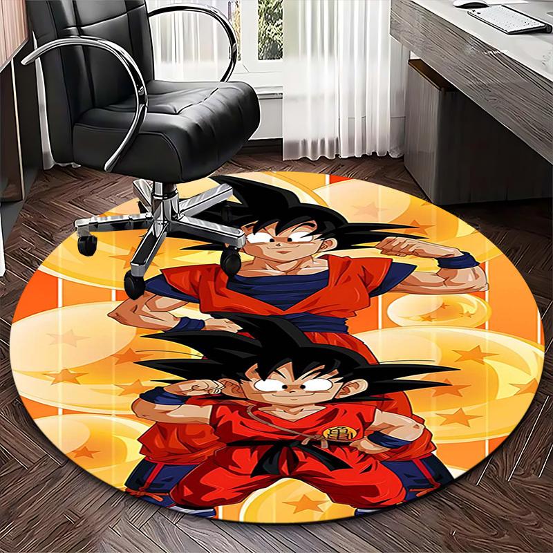 1pc Dragon Ball Z Goku & Vegeta Round Carpet - Anime Cartoon Design Chair Mat, Non-Slip Rug for Office, Home Decor, Living Room, Bedroom, Game Room De