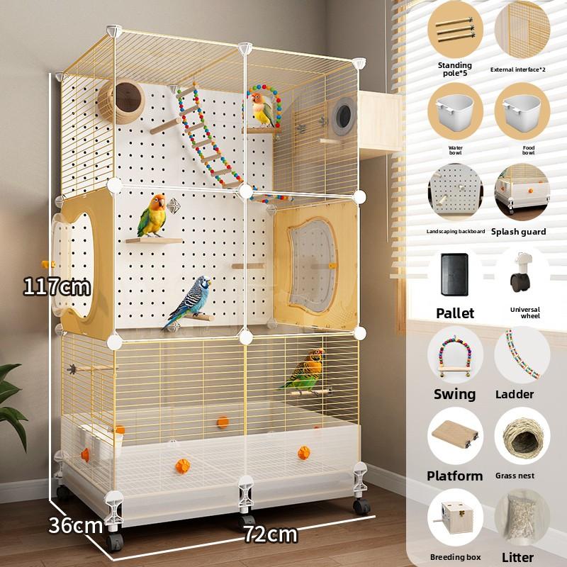 Large Bird Cage for Parrots Anti-Scatter Design for Cockatiels & Budgies, Luxury Aviary for Lovebirds Premium Pet Flying House