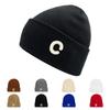Осень и зима однотонная вязаная шапка с буквой C мужская легкая доска универсальная шерстяная шапка женская уличная ветрозащитная холодная шапка