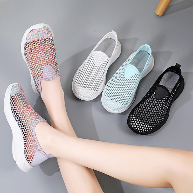 Летние женские сандалии с полностью открытой сеткой для воздухопроницаемости Легкая и удобная обувь из сетчатой ​​ткани для спорта и отдыха