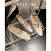 Sheepskin~ Soft-soled Ballet Shoes French Single Shoes Women's Silver with Skirt Gentle Wind Evening Shoes Flat Mary Jane Shoes