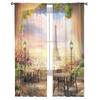 Париж Терраса Цветочная Мечта Шторы Для Гостиной Роскошные Тюлевые Шторы Для Детской Спальни Кухня Комната Современный Стиль Прозрачные Шторы