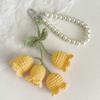 1Pc Flower Knitted Keychain Keyring Women Crocheted Wool Flower Leaf Bag Pendant