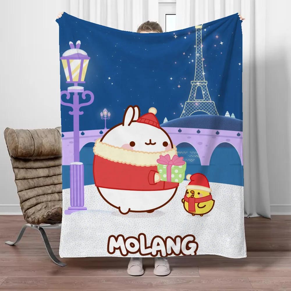 Милое одеяло-плед Molang для дивана Роскошное постельное белье Индивидуальные пледы Персонажи Бархатный плед Большой размер 200x300 Пледы