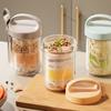 Multipurpose Kitchen Organizer With Spoon Dishwasher Safe Glass Jar Cereal Nut Yogurts Salad Cup Oatmeal Container