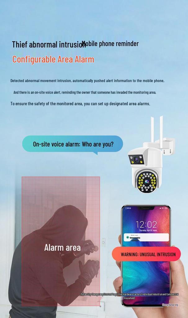 360° Dual Screen Wireless 4G Home & Outdoor Security Camera with Mobile Remote Access