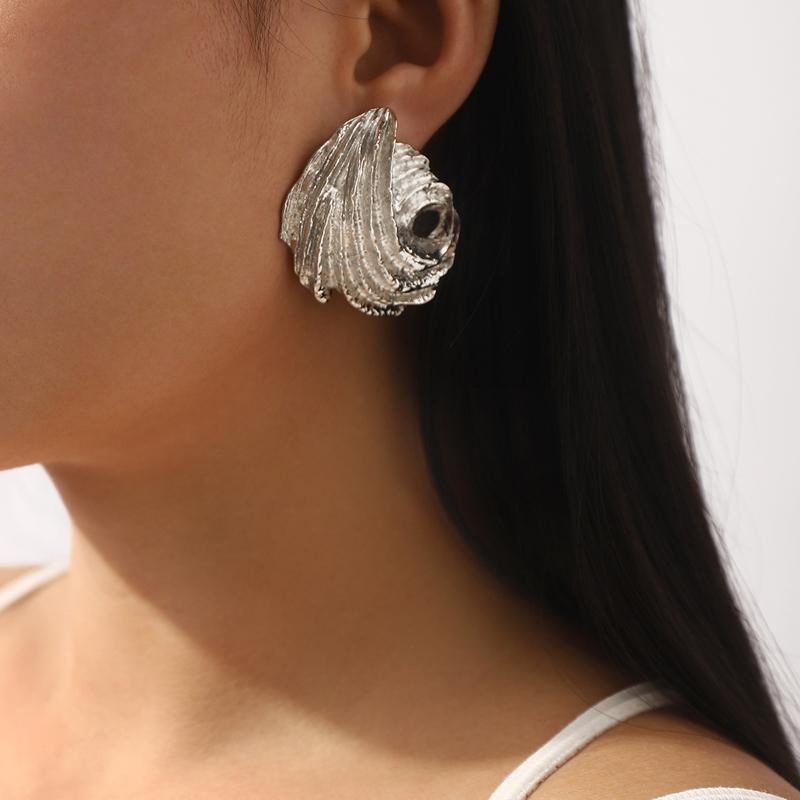 Vintage Copper Color Spiral Shaped Irregular Geometric Stud Earrings for Women Creative Metal Wrapped Earring Zircon Gift 2025