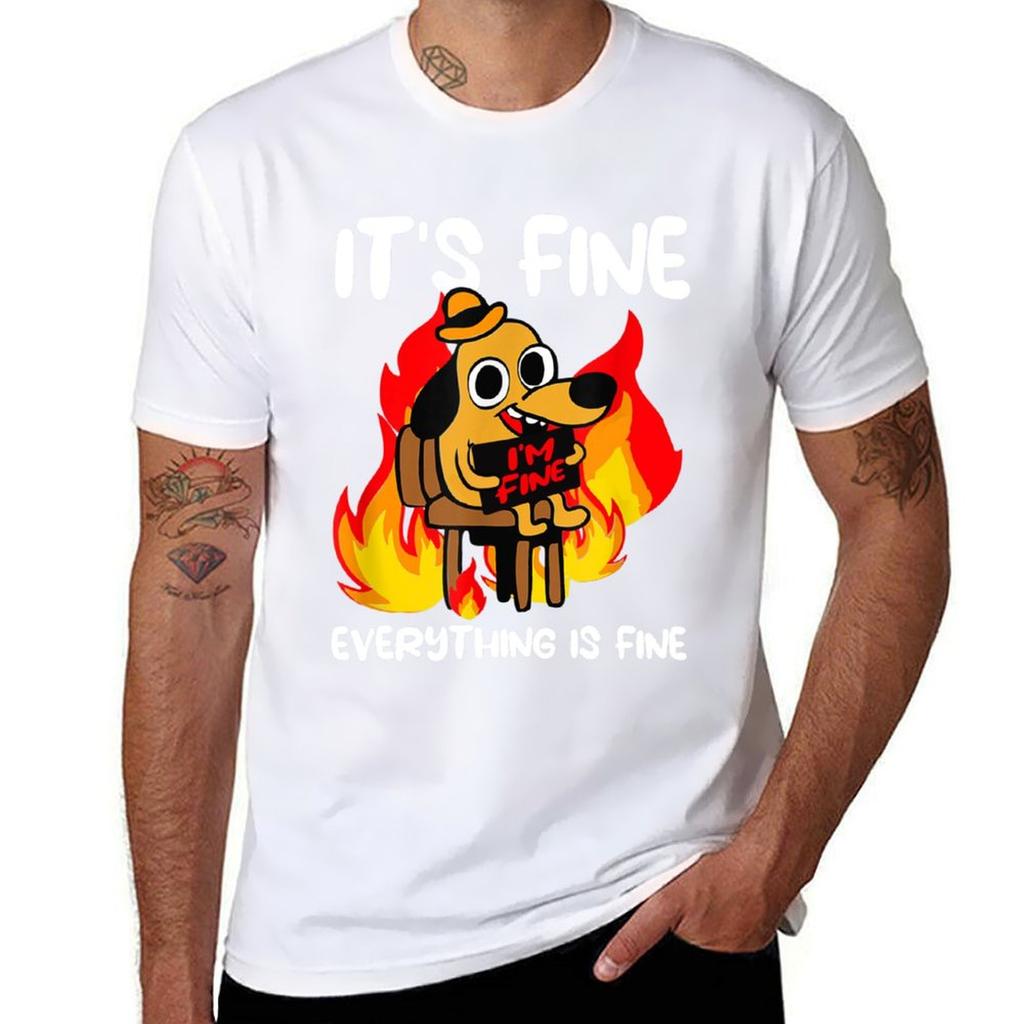 Its Fine Im Fine Everything Is Fine Funny Im Dog Tshirt Soft Durable Cotton Tshirt