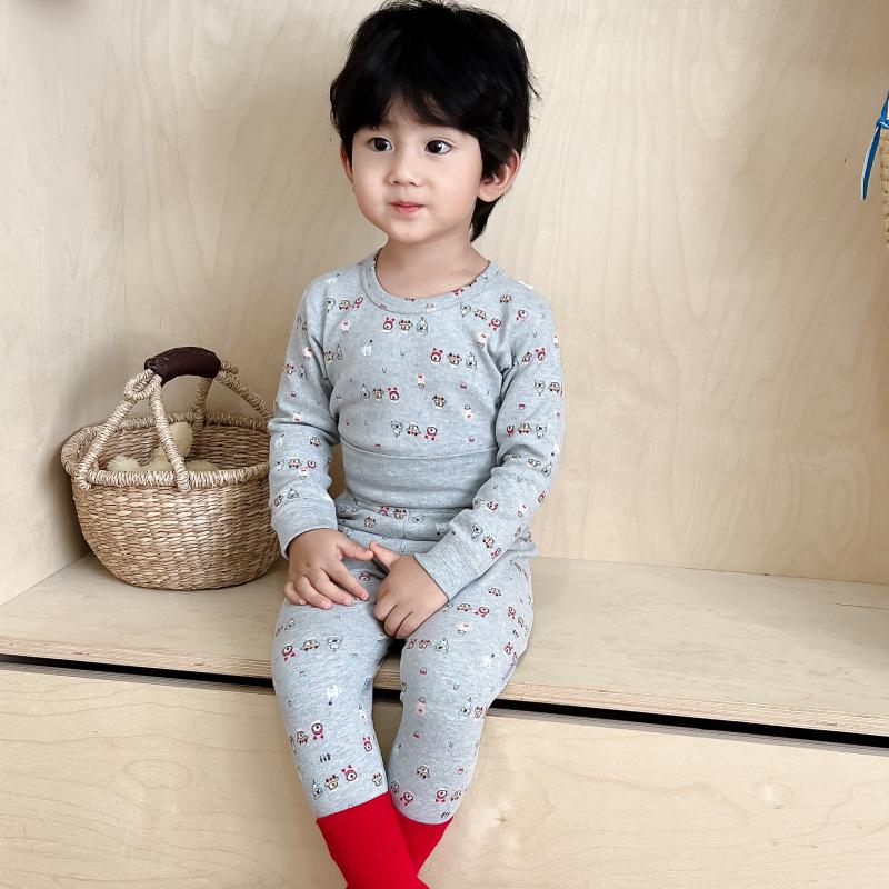 25 Стилей Детский Хлопковый Комплект Нижнего Белья с Завышенной Талией для Мальчиков и Девочек - Защита Животика, Бесшовный, Теплая Осенне-Зимняя Домашняя Одежда