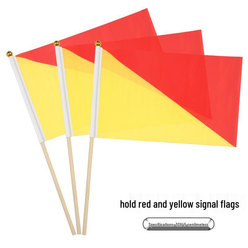 Marine Signal Flags Set: Red & Yellow Semaphore Training Flags for Military, College, or Exercise Use, Sized 20x30cm & 30x45cm