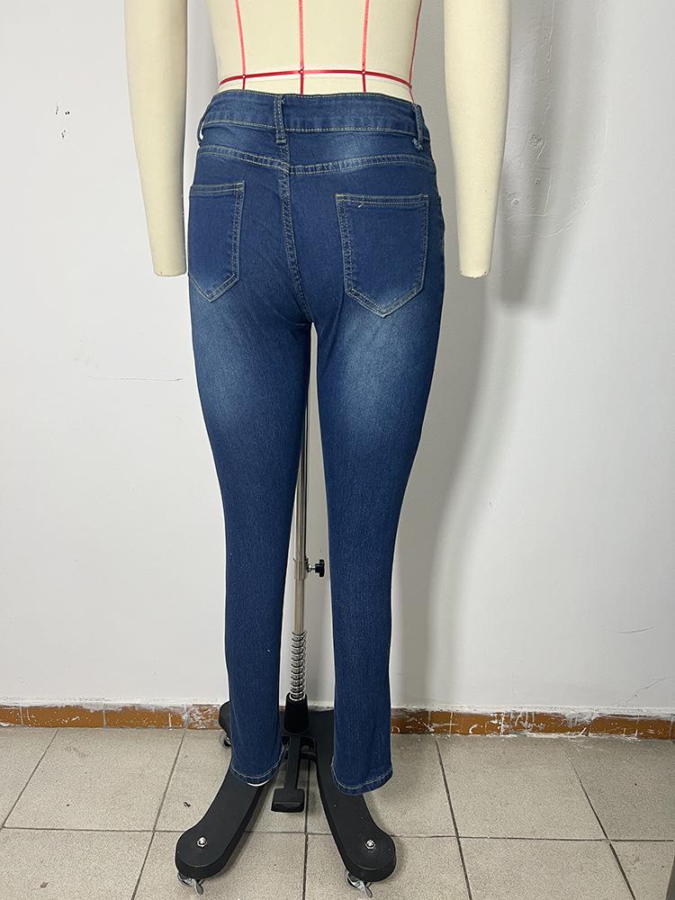 Women's High Waist Slim Pencil Jeans - European and American Style 2023 Collection