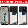 Корпус среднего шасси LCD для Xiaomi Poco C65 с NFC Задняя крышка Корпус Передняя рамка Шасси с кнопками регулировки громкости Запчасти для ремонта