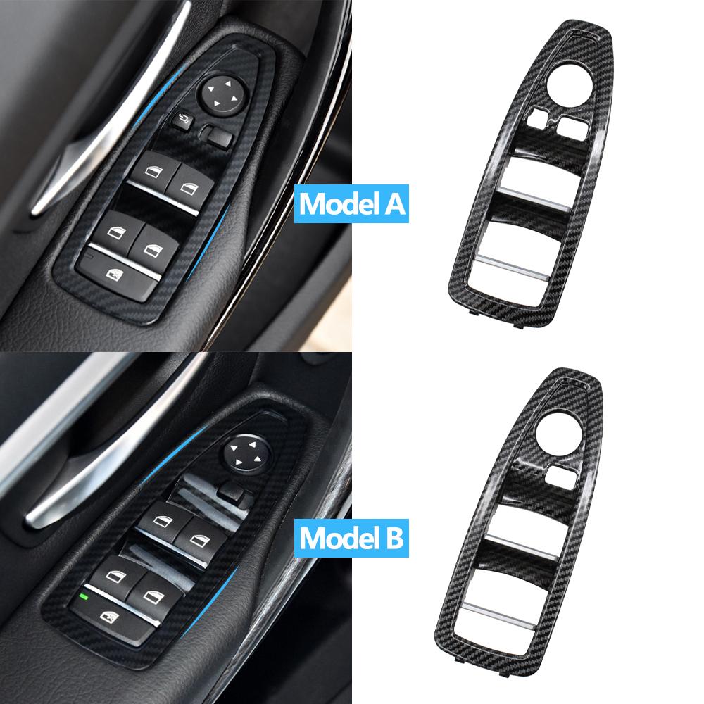 Car Interior Door Carbon Fiber Window Lift Switch Button Panel Trim Cover Replace For BMW 1 3 Series F20 F30 F31 F34